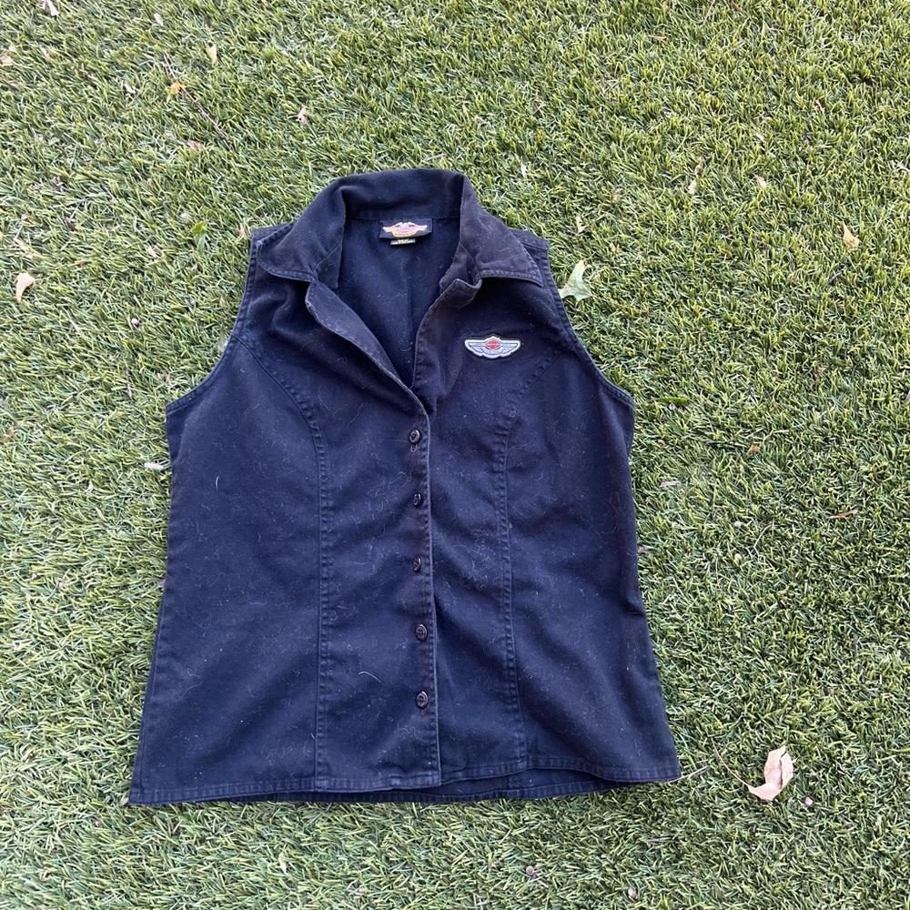 Harley Davidson Sleeveless Button Down Shirt